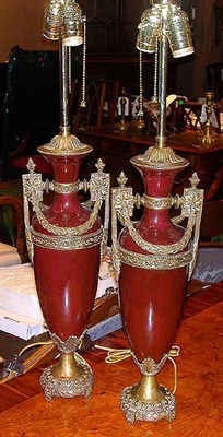 Lot 574 - Pair of Sevres Style Gilt-Metal Mounted...