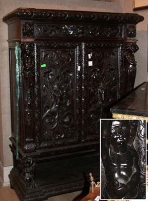 Lot 110 - Baroque Style Carved Walnut Two-Door Side...