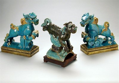 Lot 376 - Pair of Chinese Blue and Yellow Glazed...