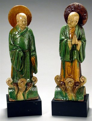 Lot 375 - Pair of Chinese Green, Yellow and Straw Glazed...