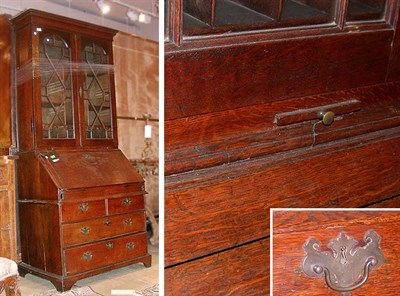 Lot 236 - Provincial George III Oak Bureau Bookcase In...