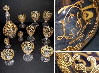 Lot 605 - Set of Continental Gilt Decorated Glass...