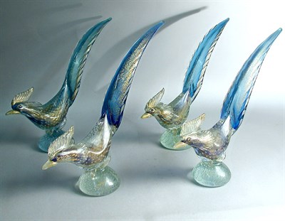 Lot 566 - Group of Four Venetian Glass Pheasants Each...