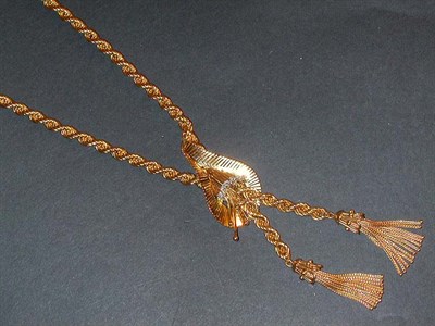 Lot 354 - Gold and Diamond Rope Necklace The 14 kt....