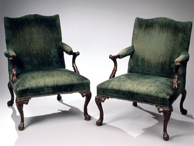 Lot 582 - Pair of George III Mahogany Library Chairs...
