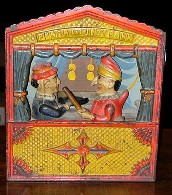 Lot 204A - Painted Cast Iron Punch and Judy Bank The...