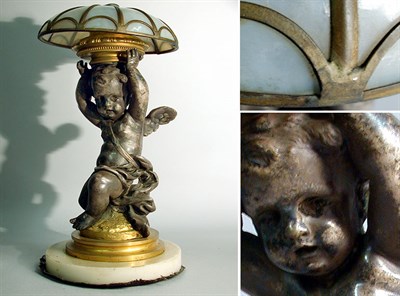 Lot 594 - Rococo Style Figural Bronze Lamp Base Molded...