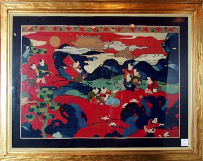 Lot 380 - Framed Chinese Silk and Metallic Thread Kesi...