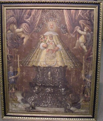 Lot 100 - Cuzco School 19th Century MADONNA ENTHRONED...