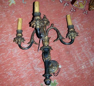 Lot 113 - Pair of Louis XVI Style Bronze Three-Light...