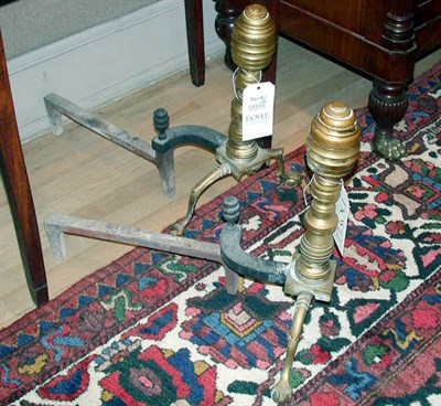 Lot 361A - Pair of Federal Style Brass Andirons Each...