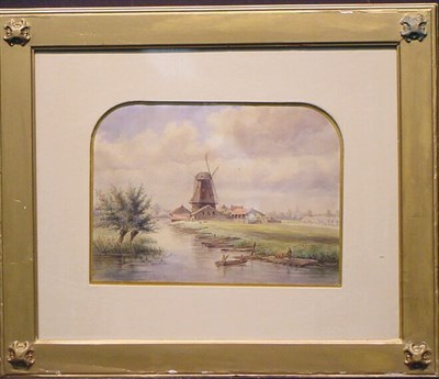 Lot 71 - Schuller Dutch, 19th century RIVER SCENE WITH...