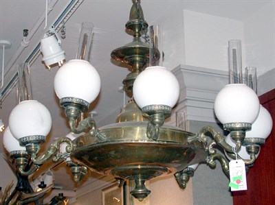 Lot 539 - Georgian Style Brass Ten-Light Chandelier