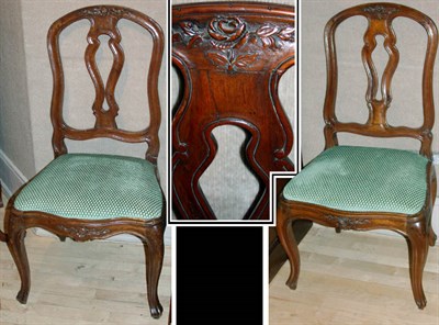 Lot 422 - Pair of Rococo Style Walnut Side Chairs