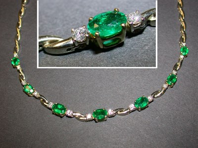 Lot 399 - Emerald and Diamond Necklace The 18 kt. yellow...