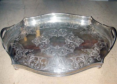Lot 806 - Georgian Style Silver Plated Galleried Tray