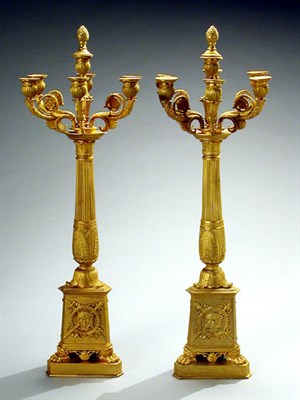 Lot 297 - Pair of Empire Style Gilt-Bronze Seven-Light...