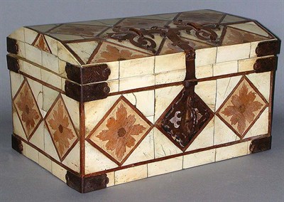 Lot 507 - Continental Iron Bound Ivory Inlaid Marquetry...