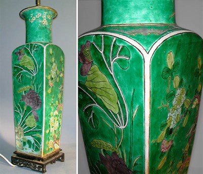 Lot 622 - Chinese Famille Verte Porcelain Lamp