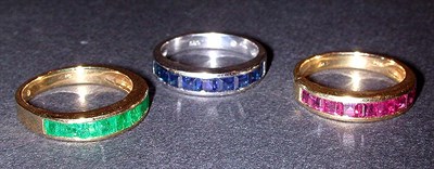 Lot 145 - Group of Three Gold and Stone Bands Comprising...