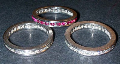 Lot 308 - Three Eternity bands Platinum, two examples...