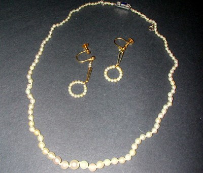 Lot 367 - Natural* Pearl Necklace and Pair of Earclips...