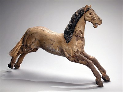 Lot 190 - Painted Wood Figure of a Horse With rope tail....