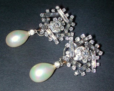 Lot 368 - Pair of Diamond Cluster Earclips Platinum, of...
