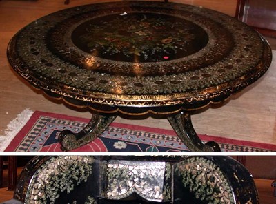 Lot 338 - Victorian Ebonized Mother-of-Pearl Inlaid and...