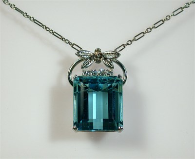 Lot 248 - Aquamarine and Diamond Pendant and Chain The...