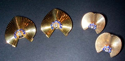 Lot 342 - Suite of Gold and Sapphire Jewelry 14 kt....