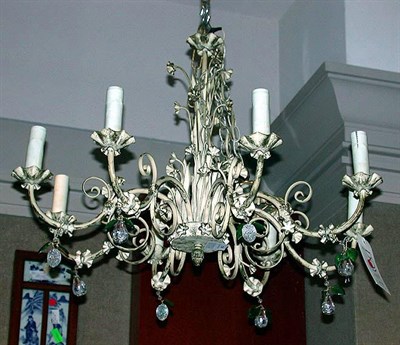 Lot 520 - Italian Painted Metal Eight-Light Chandelier...