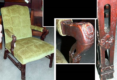 Lot 578 - George III Style Upholstered Mahogany Armchair