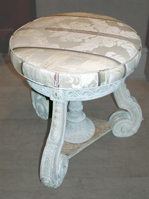 Lot 200 - Rococo Style Painted and Upholstered Stool
