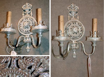 Lot 463 - Pair of Georgian Style Silver Plated Two-Light...
