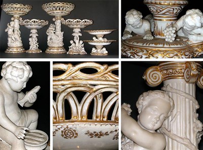 Lot 704 - English Porcelain Assembled Six-Piece Table...