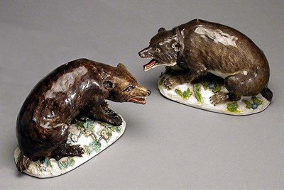 Lot 553 - Pair of Meissen Porcelain Figures of Bears...