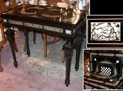 Lot 353 - Italian Ivory Inlaid Ebonized Lift Top Games...
