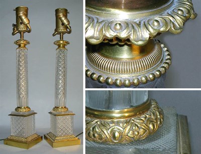 Lot 574 - Pair of Empire Style Cut Glass and Gilt-Bronze...