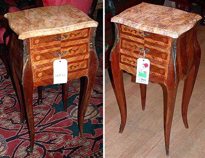 Lot 595 - Pair of Louis XV Style Marble Top Mahogany...