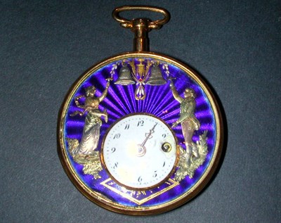Lot 219 - Gold and Enamel Automaton Pocket Watch 18 kt....