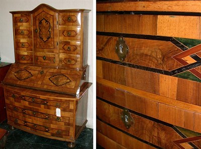 Lot 166 - South German Inlaid Walnut Schreibschrank In...
