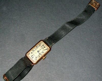 Lot 206 - Lady's Gold Dinner Watch The black ribbon band...