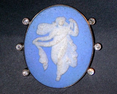 Lot 20 - Diamond and Jasperware Pin The white gold...
