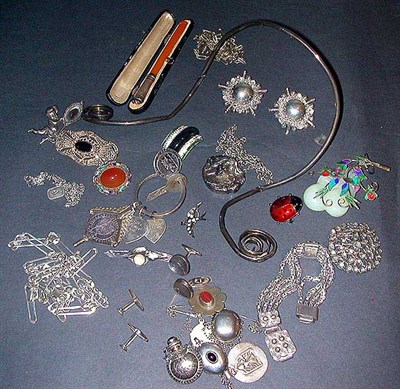 Lot 61 - Group of Assorted Silver Jewelry and Items...