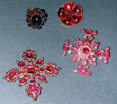 Lot 88 - Group of Assorted Garnet Jewelry Low karat...