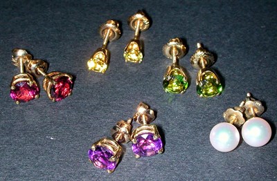 Lot 66 - Group of Assorted Stud Earrings 14 kt. yellow...
