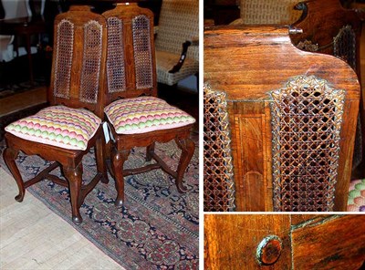 Lot 453 - Pair of Provincial Queen Anne Walnut and Caned...