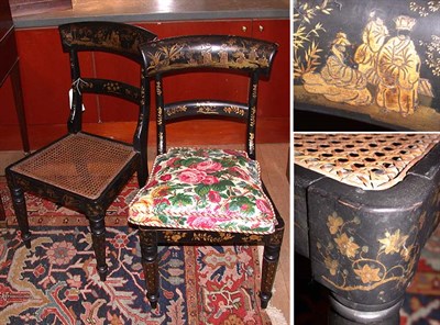 Lot 456 - Pair of Regency Gilt Decorated Black Lacquered...