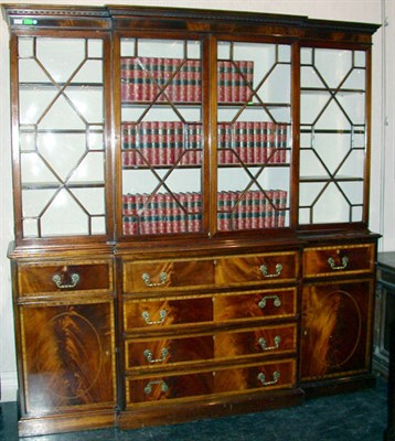 Lot 419 - George III Style Inlaid Mahogany Breakfront...